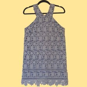 GB Light Blue Eyelet Halter Pencil Dress